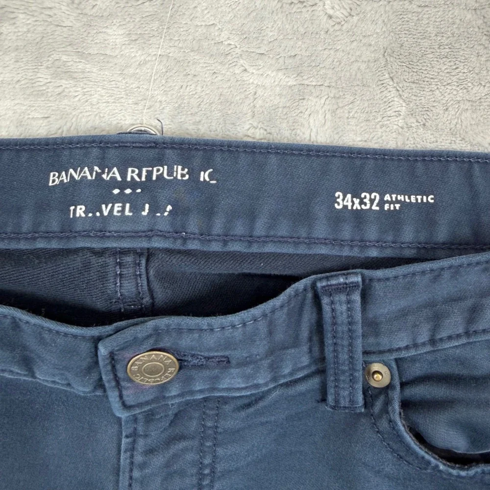 Banana Republic Travel Pant Mens 34x32 Navy Blue Athletic Fit Chino Pants
